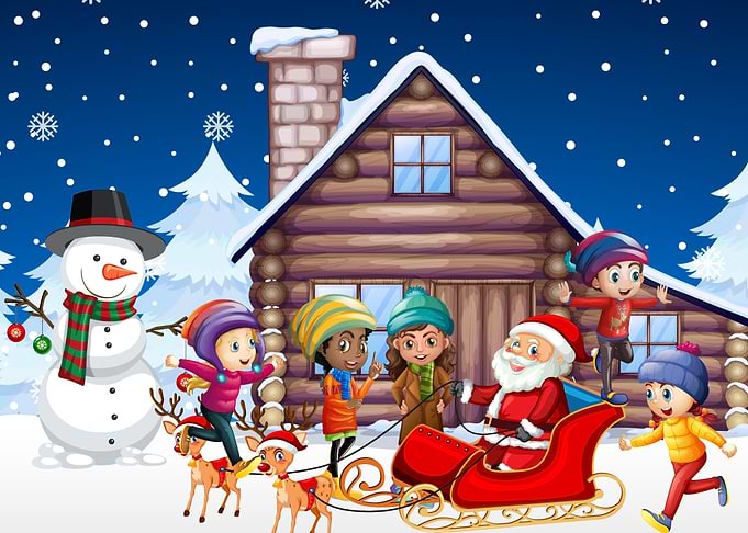 kids and santa Christmas