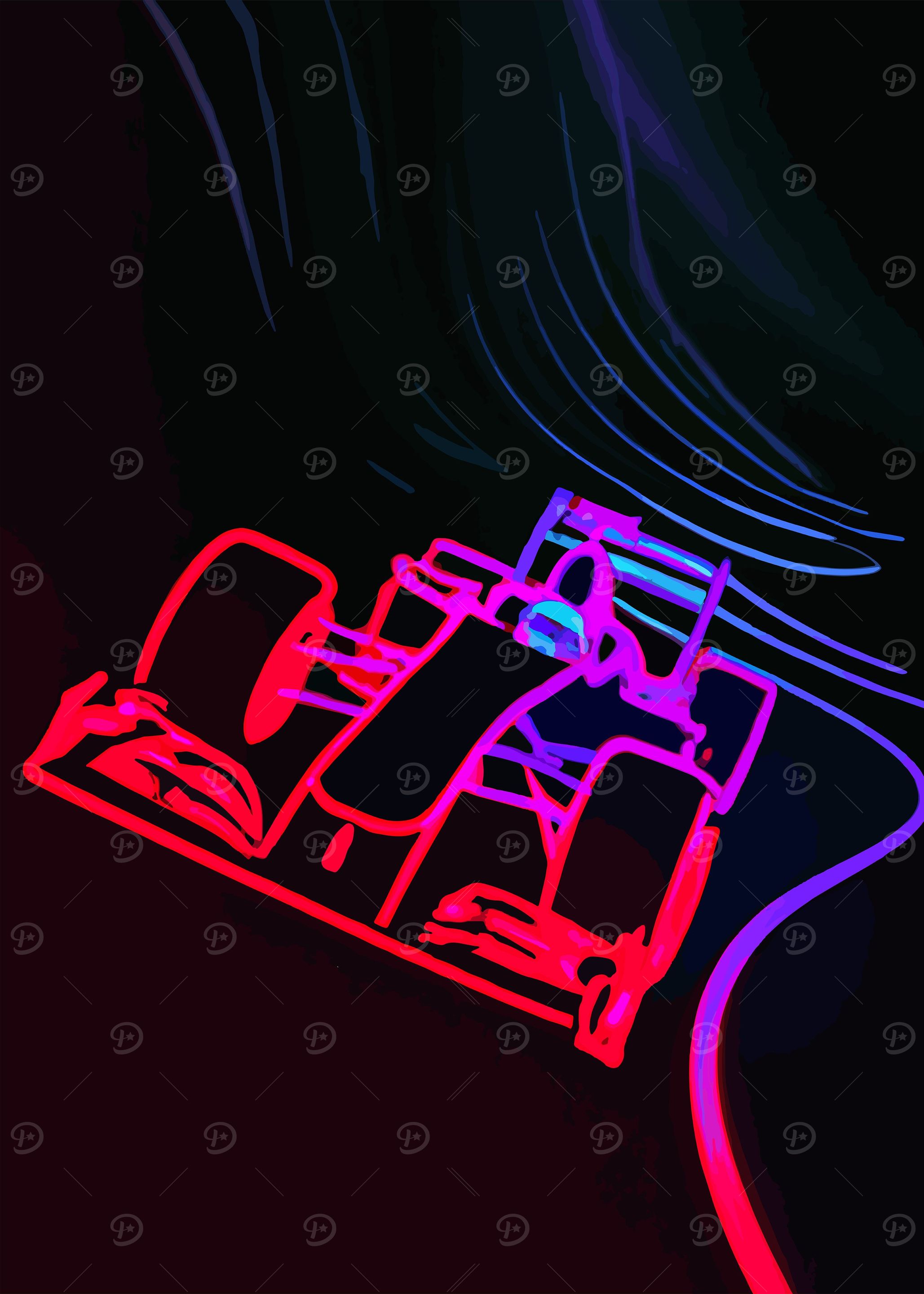 neon F1 car
