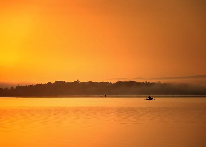 Travel and orange sunrise