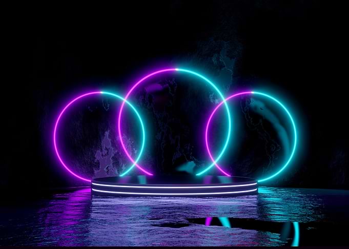 Modern podium with neon
