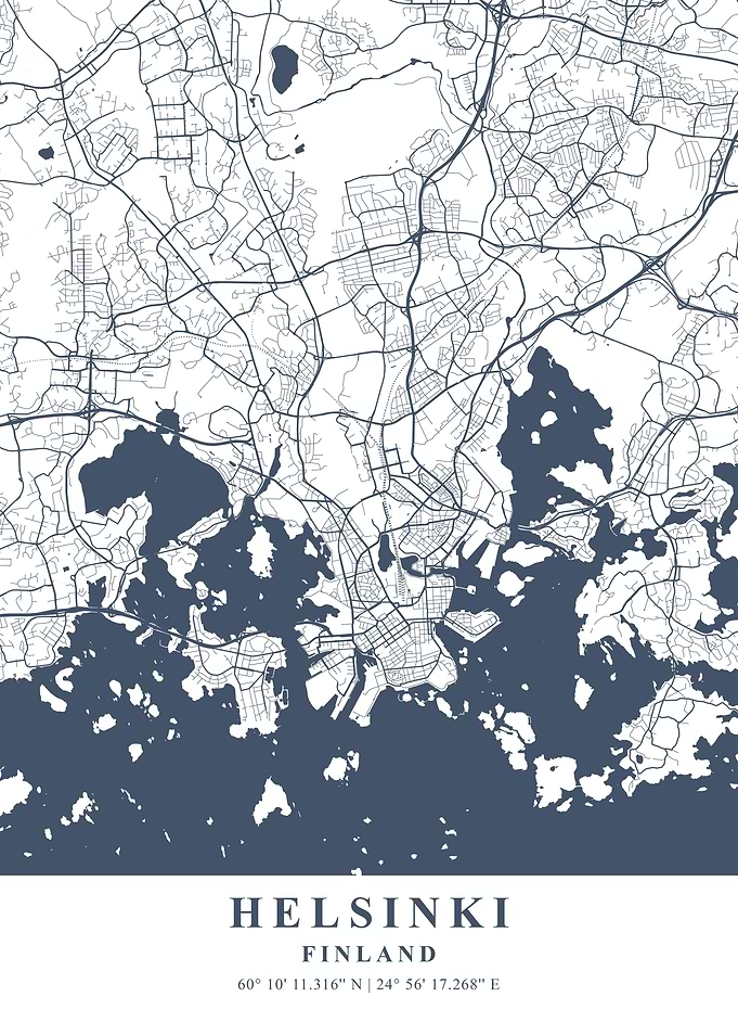 Helsinki Ash Plane Map