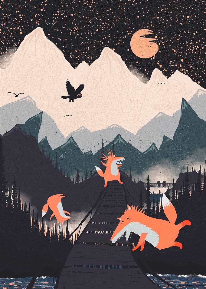 Fox Punk and Orange Moon