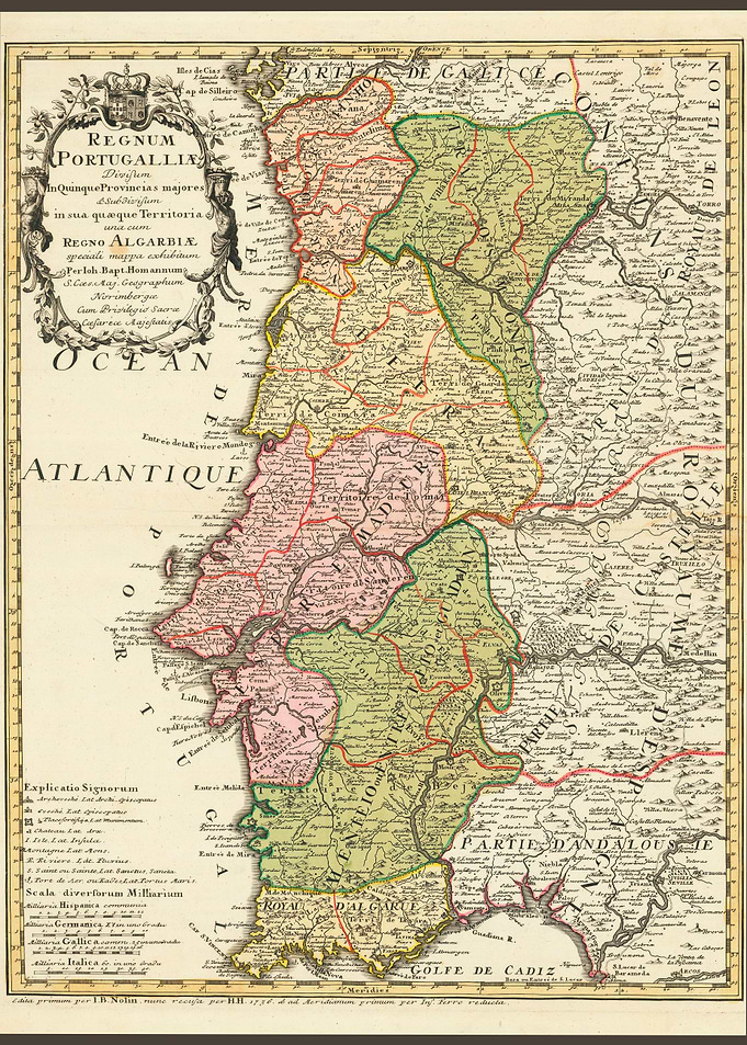 Old Map Portugal 1736