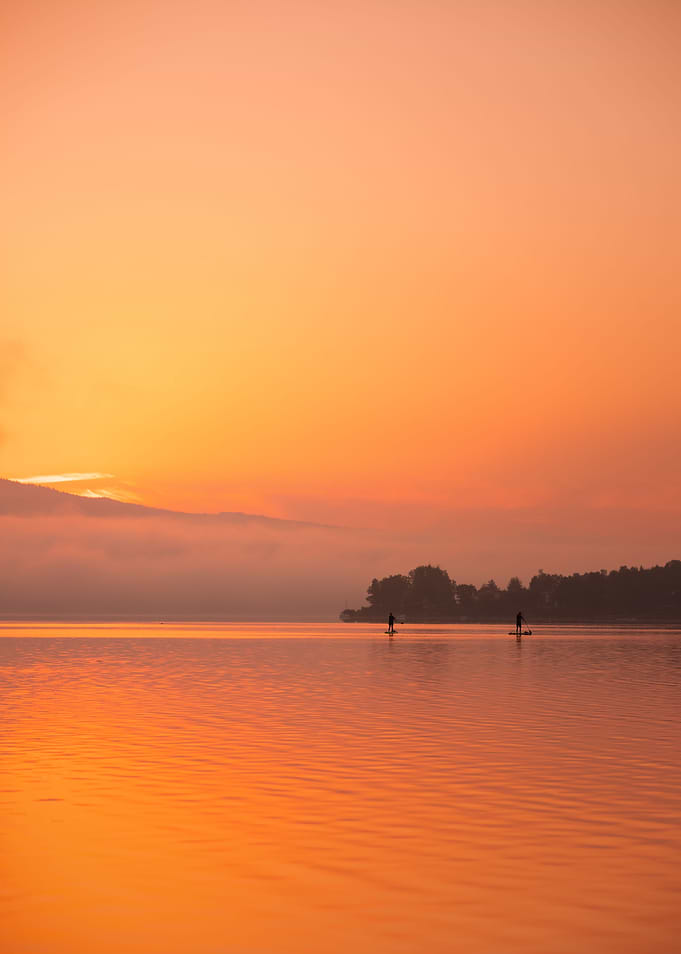 Orange sunrise,lake,travel