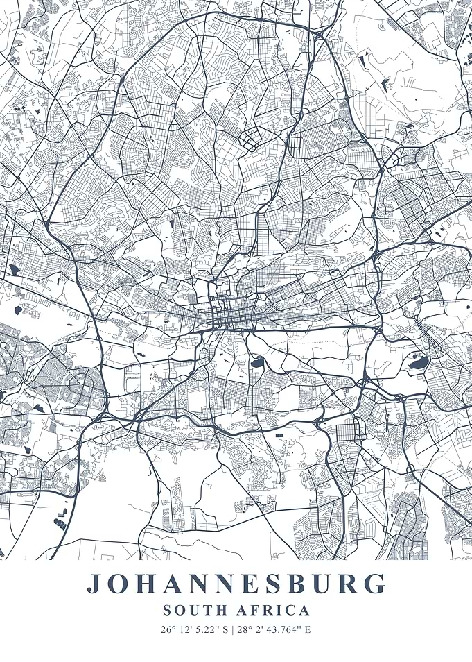 Johannesburg Ash Plane Map