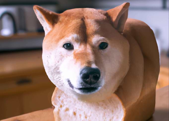Melted Shiba dog in bread
