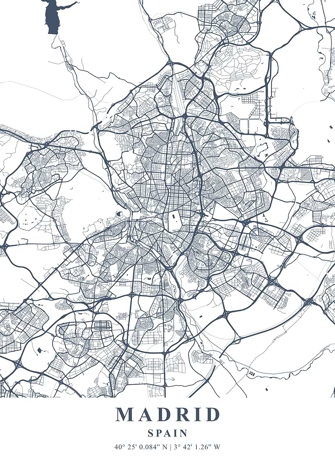 Madrid Ash Plane Map
