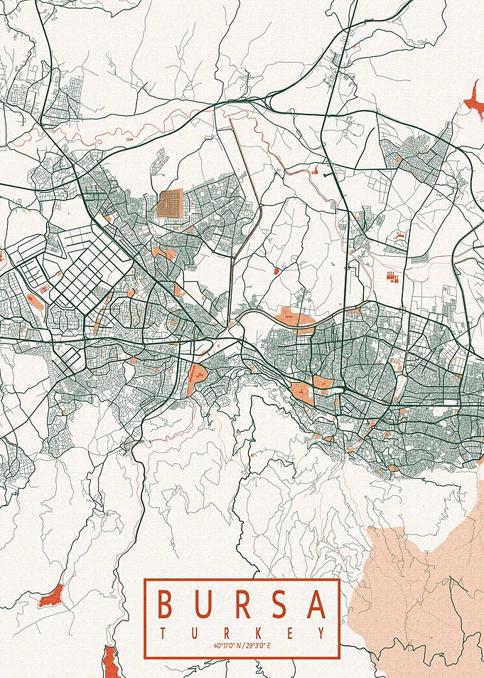 Bursa City Map Bohemian
