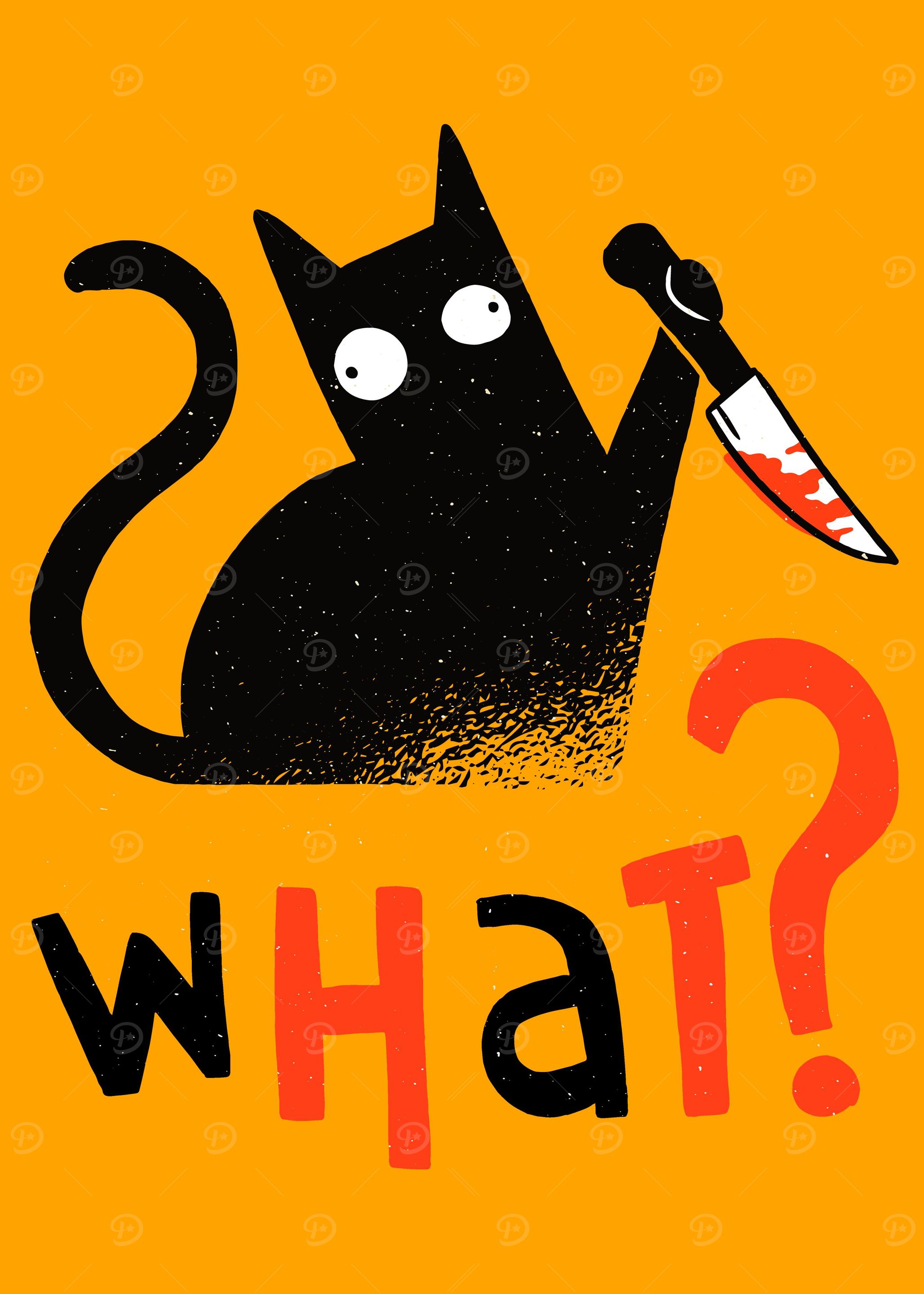 Funny black Cat with Kneif