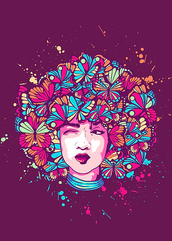 Afro Girl Butterfly