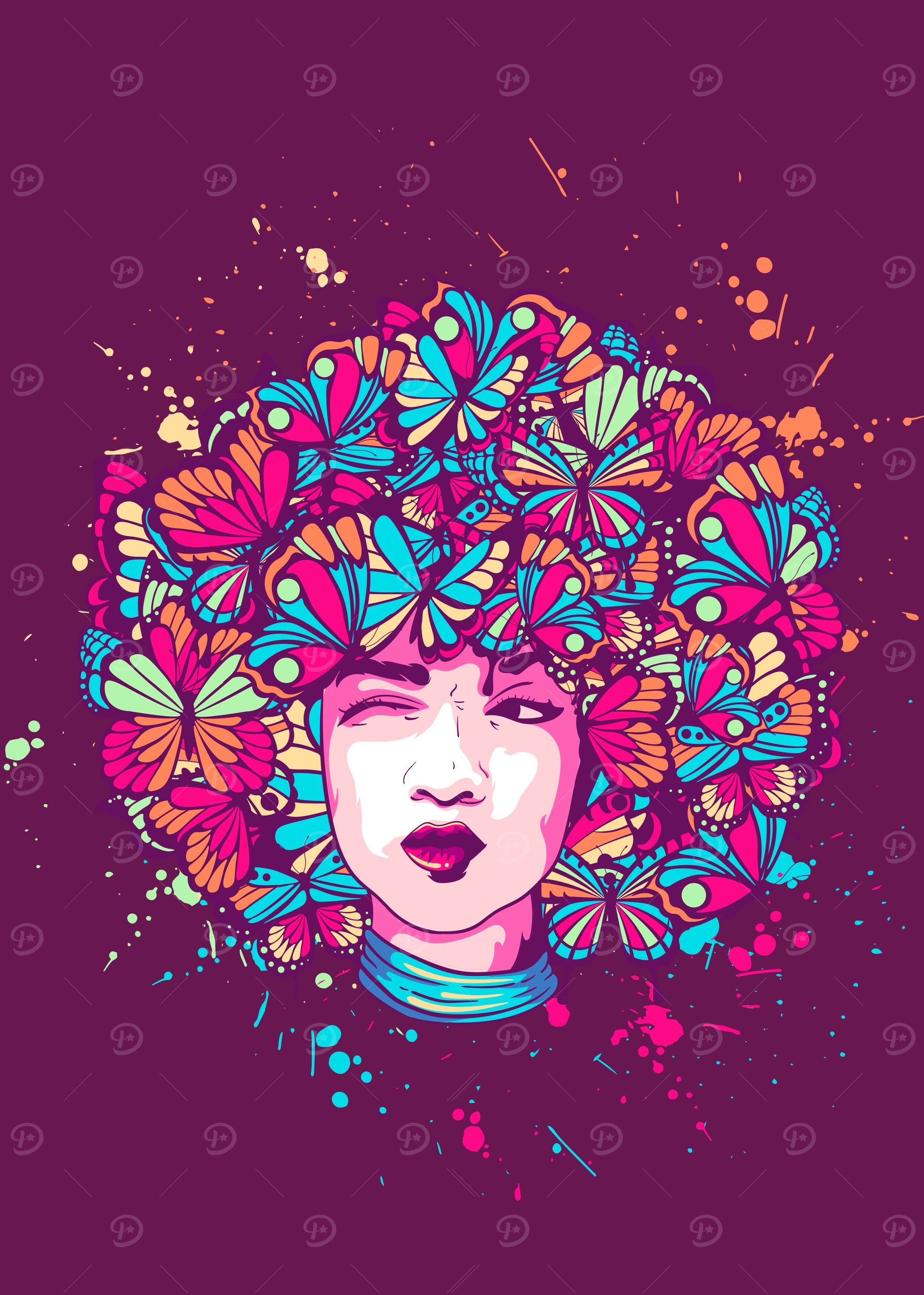 Afro Girl Butterfly
