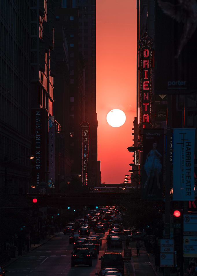 sunset in streets