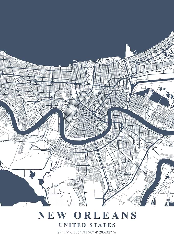 New Orleans Ash Plane Map