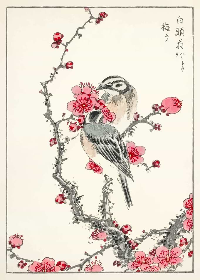 Pine Bunting and Plum Tree