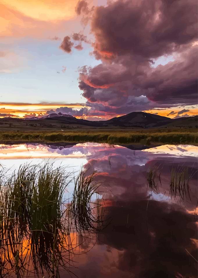 Sunset lake view