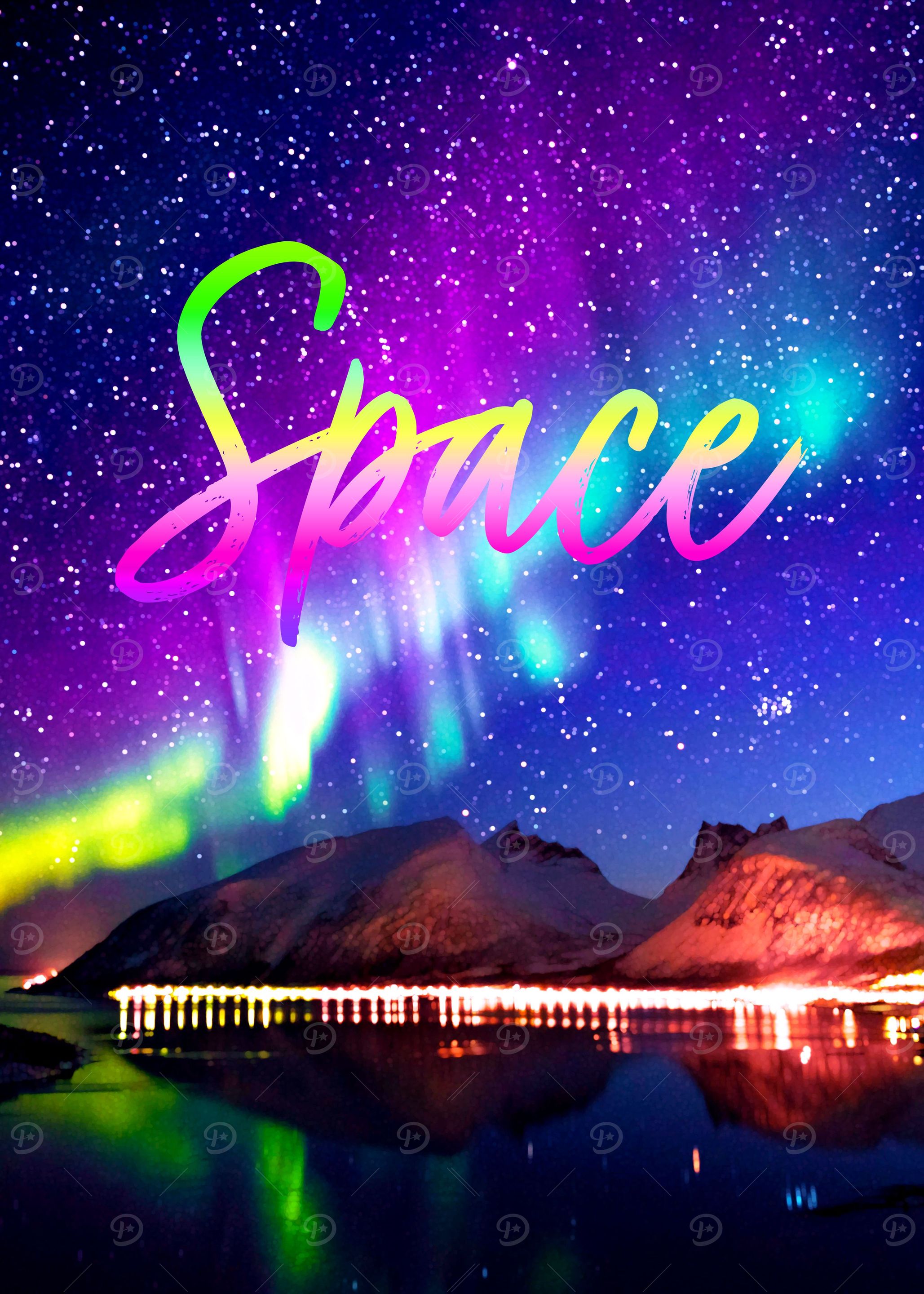 Space Aurora Snow Lake