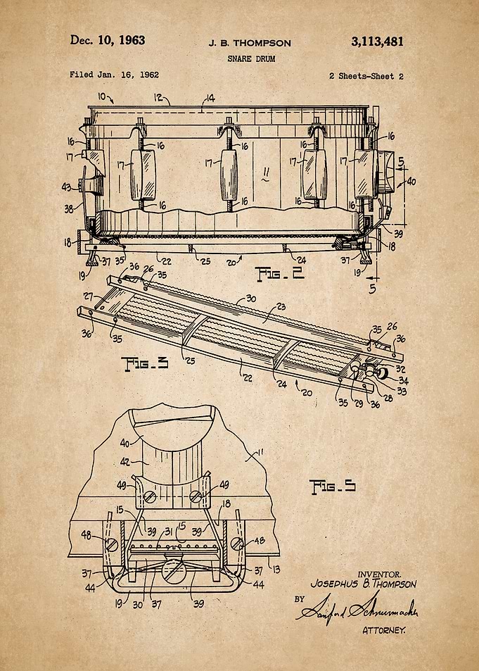 Snare Drum Vintage Patent