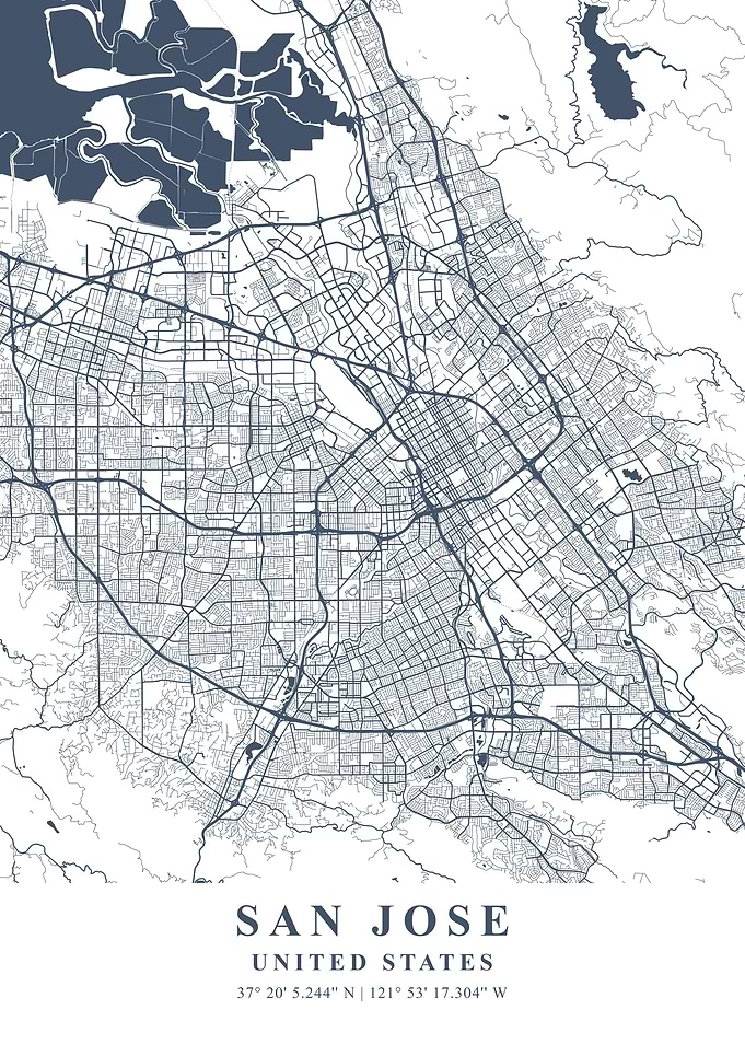 San Jose Ash Plane Map
