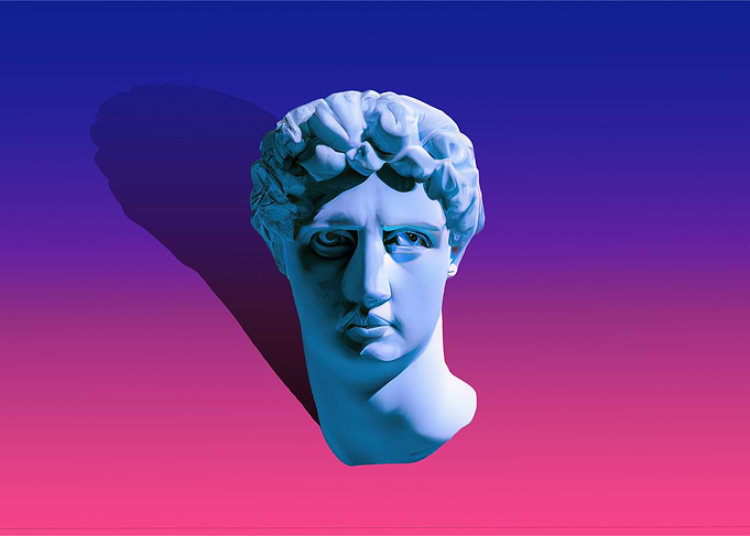 Vaporwave statue head shad