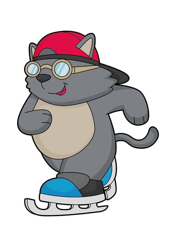 Cat Ice skating Sunglasses