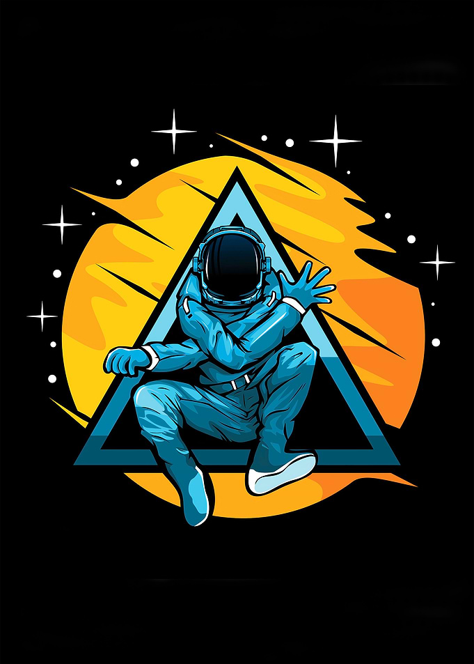 Astronaut dancing in space