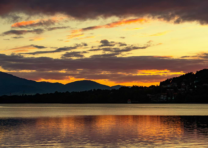 Autumn sunset, Polish lake