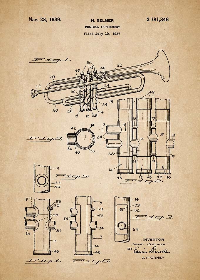 Trumpet Patent Blueprint