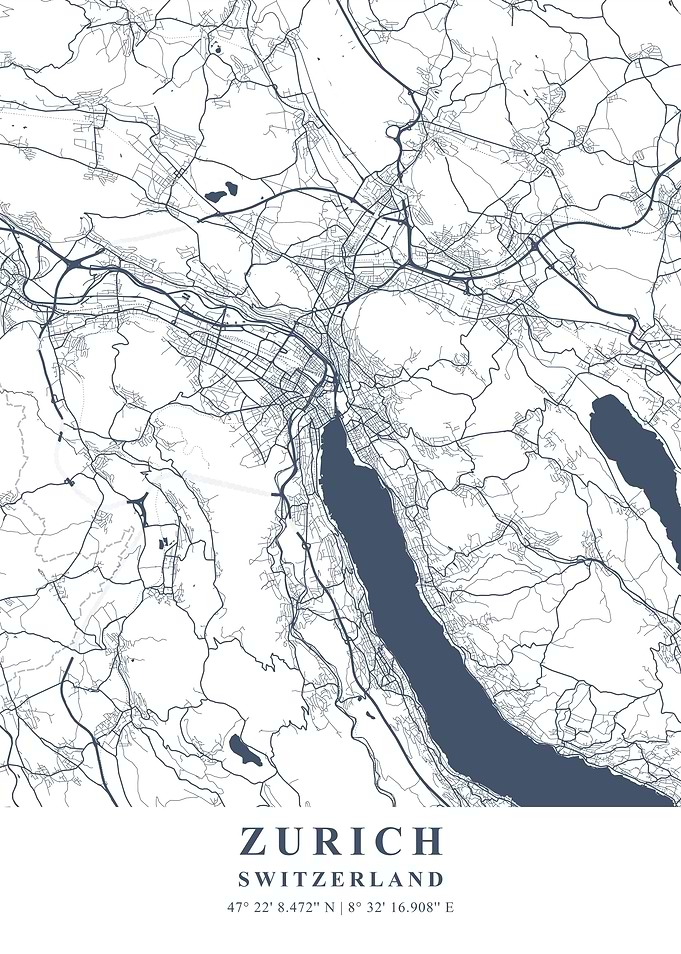 Zurich Ash Plane Map