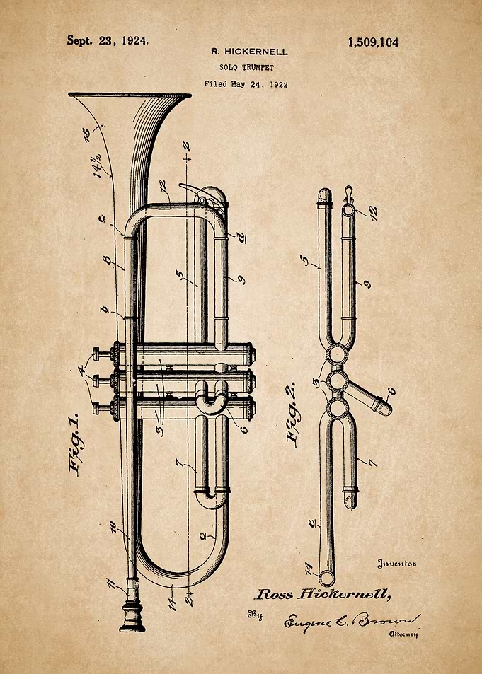 Trumpet Patent Blueprint