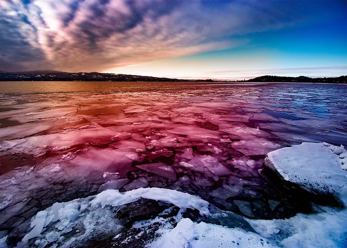 Sunset over Iced Flathead