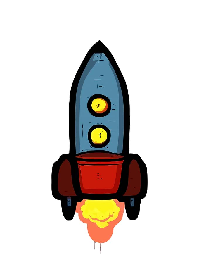 Cartoon rocket retro vinta