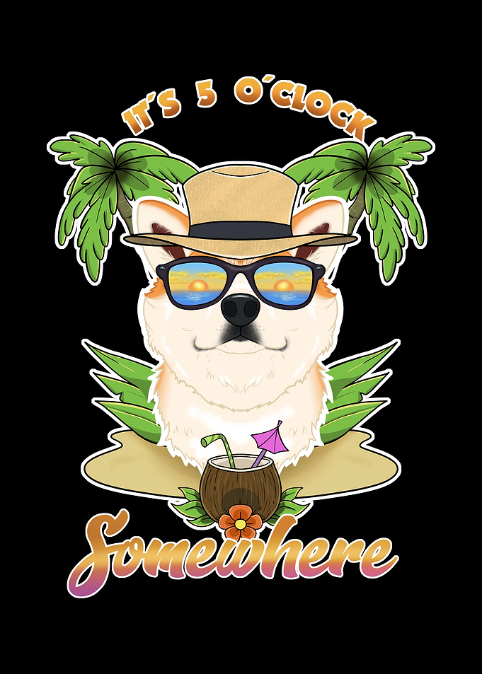 Akita Inu Drinking Beach