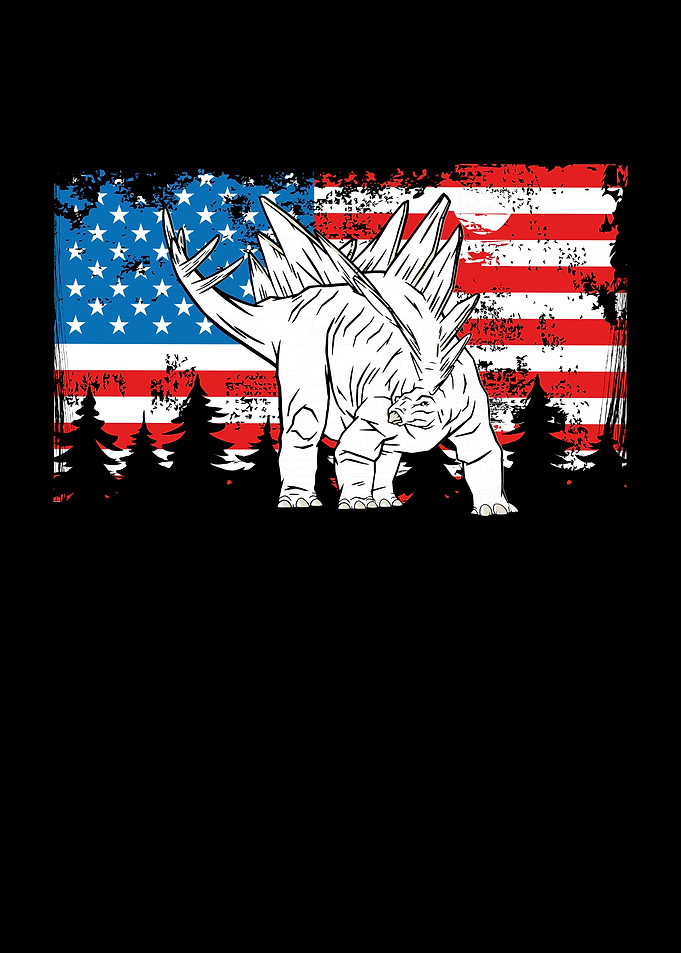 Stegosaurus on a USA flag