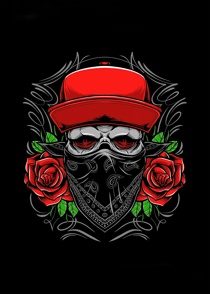 Skull with roses