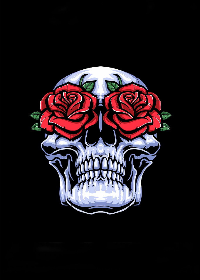 Skull with roses eyes