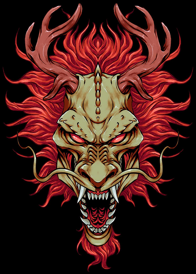 Japanese Red Dragon Head