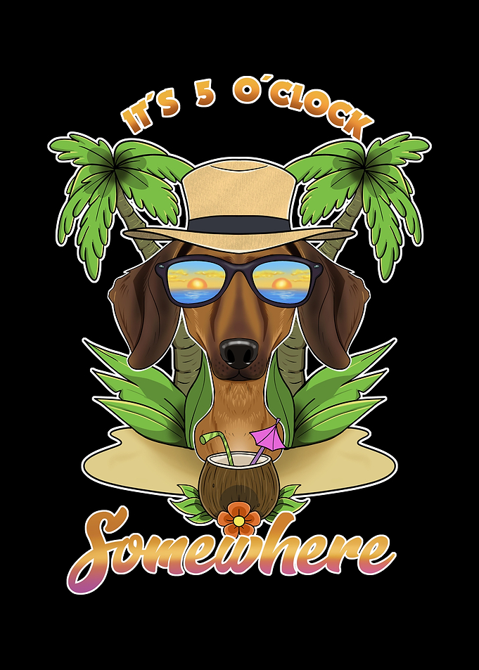 Dachshund Drinking Beach