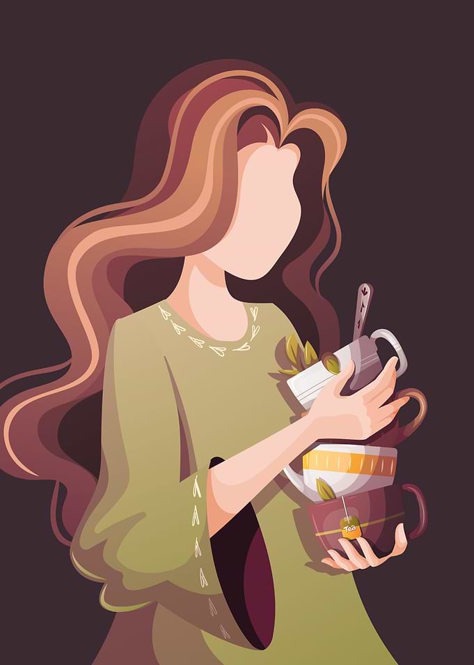 Lady with teacups
