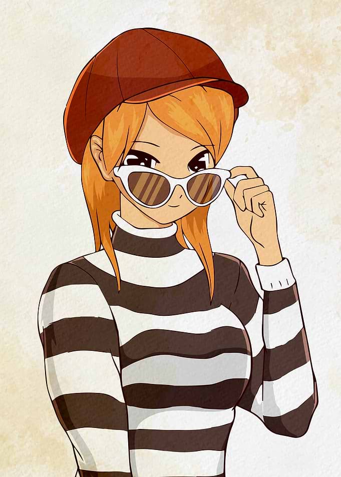 Beatnik Anime Girl Retro