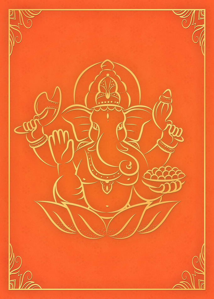 Ganesh Hindu Orange Yellow