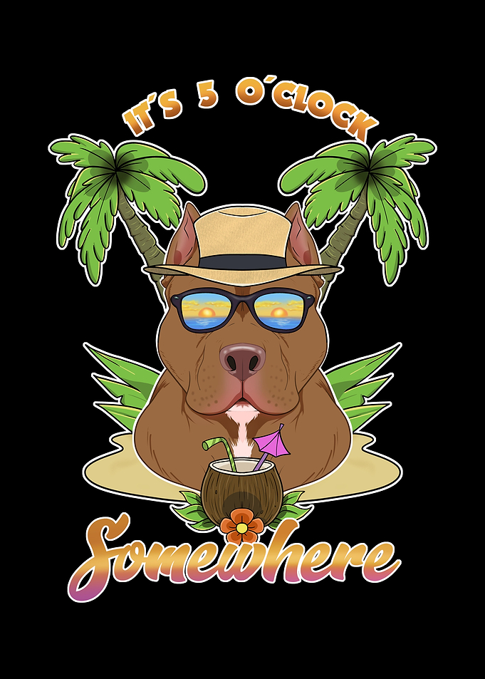 Pitbull Drinking Beach