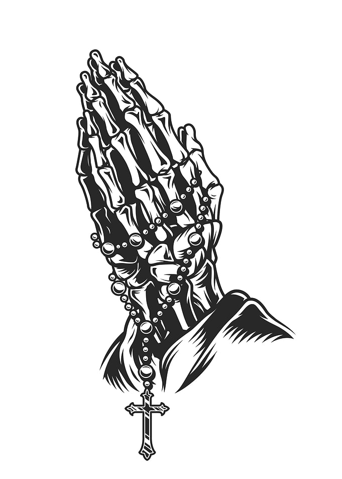skeleton praying hands