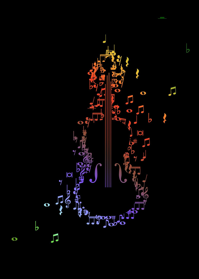 Colorful Violin Notes Art