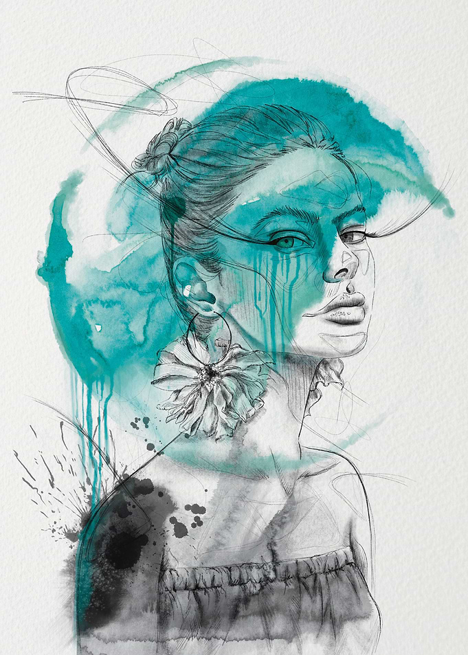 Abstract Blue Watercolor