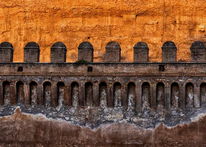 Castle Wall At Sunset