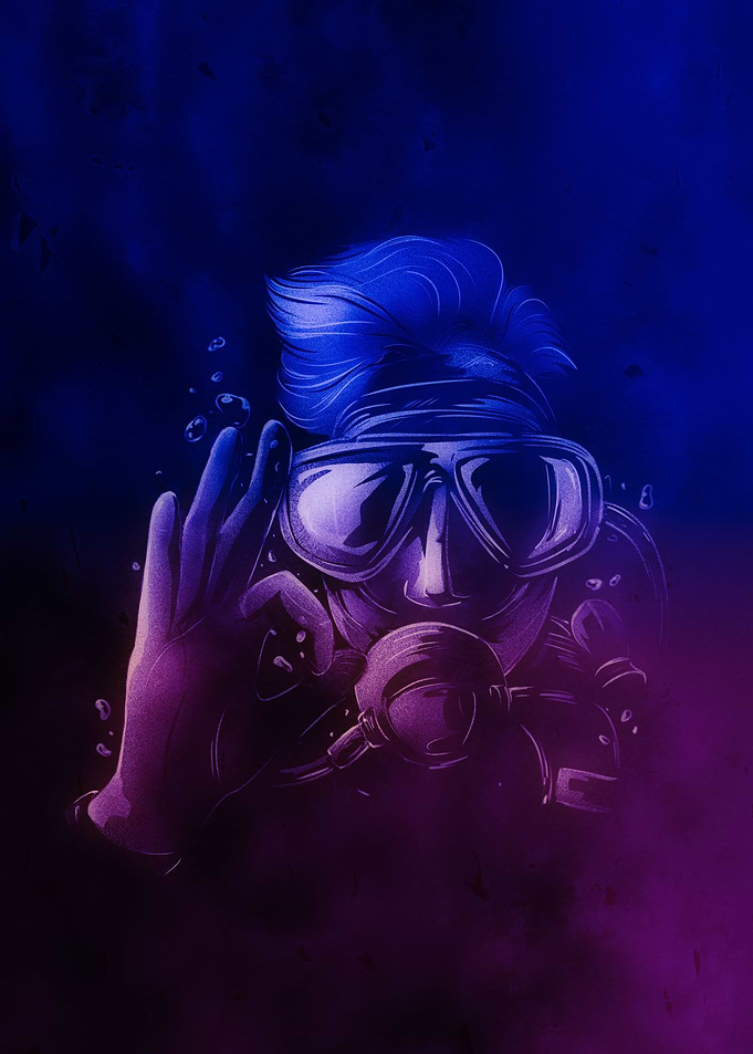 Scuba Diver Underwater Art