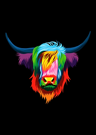 Highland Cow Head Colorful