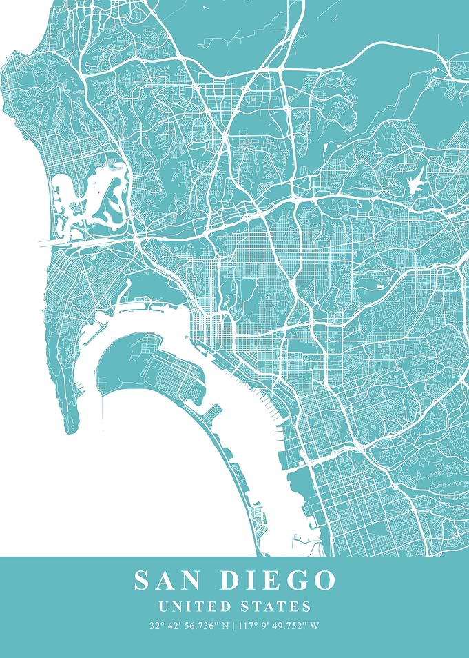San Diego Beach Plane Map
