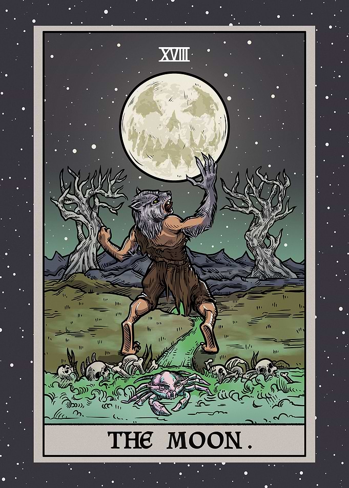 The Moon Terror Tarot Card