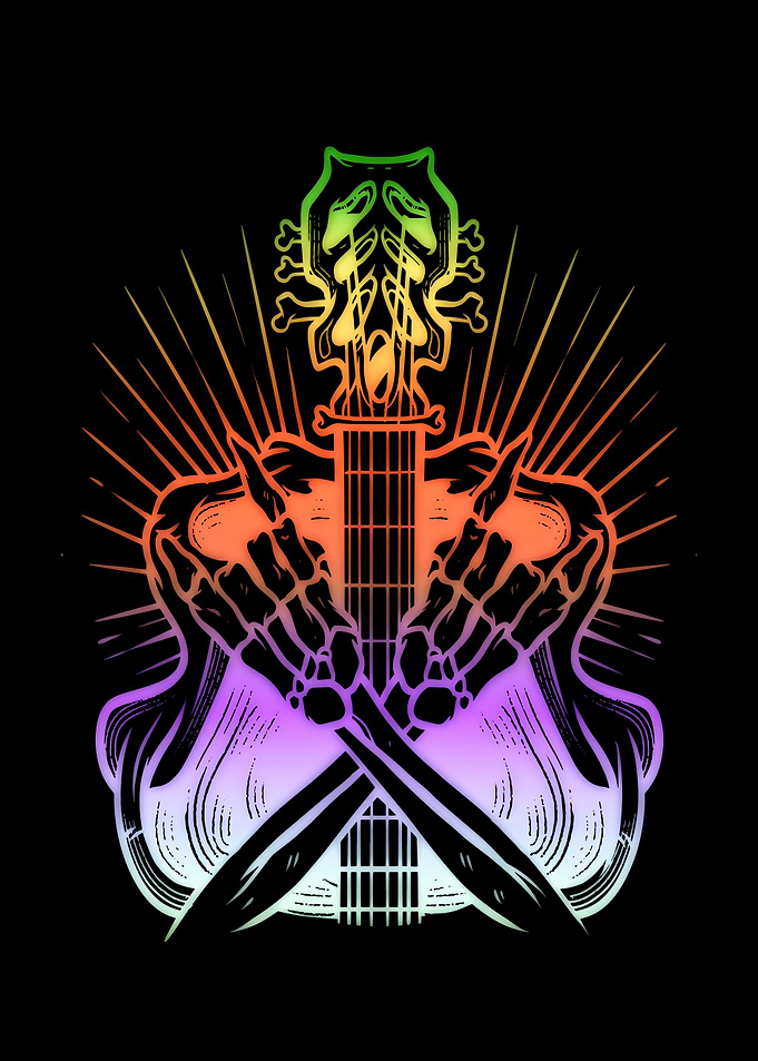 Rock Hand Horns Guitar Art